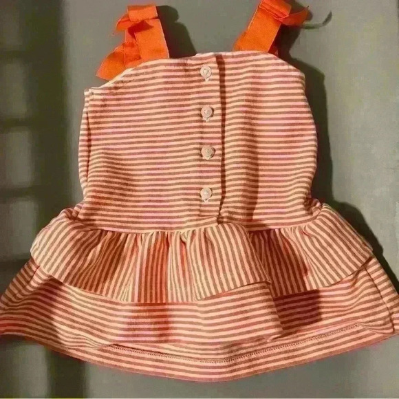 Janie and Jack striped bow coral and white baby girl tank tip size 3 to 6 months - Picture 3 of 3
